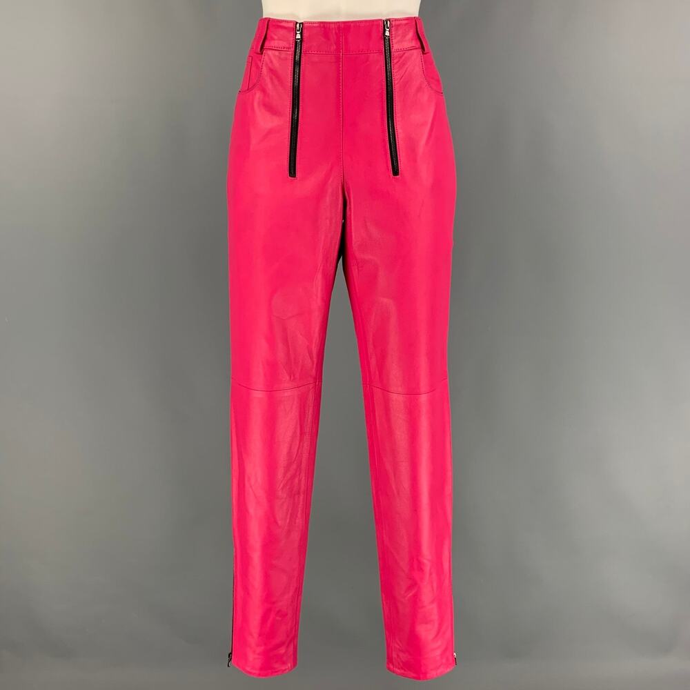 MARCELL VON BERLIN Size 6 Pink Black Leather Lambskin Tapered Casual Pants